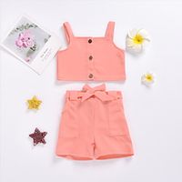 Kids Toddler Girls' Clothing Set Solid Colored Print Sleeveless Active Regular White Yellow Blushing Pink 2-8 Years miniinthebox - thumbnail