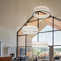 Chandeliers 406080cm 1-Light Ring Circle Design Metal PVC Painted Finishes Luxurious Modern Style Dining Room Bedroom Pendant Lamps 110-240V Lightinthebox - thumbnail