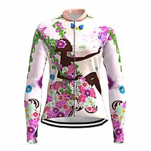 21Grams Women's Long Sleeve Cycling Jersey Summer Spandex Pink Floral Botanical Bike Top Mountain Bike MTB Road Bike Cycling Quick Dry Moisture Wicking Sports Clothing Apparel  Stretchy Lightinthebox