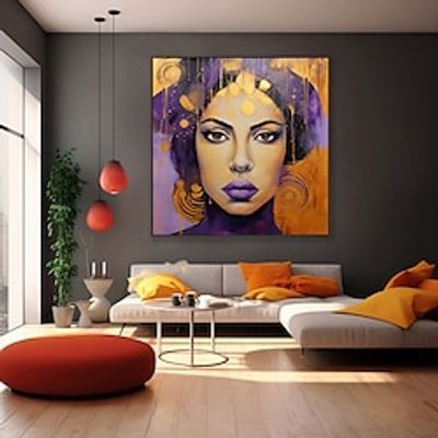 Hand painted Abstract Portraits of Women Oil Painting On Canvas handmade Custom Gold Wall Art Modern girl Painting Purple Wall Art face oil painting for Living Room Home Decor Lightinthebox Hand painted Abstract Portraits of Women Oil Painting On Canvas handmade Custom Gold Wall Art Modern girl Painting Purple Wall Art face oil painting for Living Room Home Decor Lightinthebox