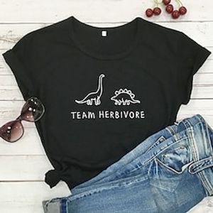 Women's T shirt Graphic Text Graphic Prints Print Round Neck Basic Tops 100% Cotton White Black Green miniinthebox