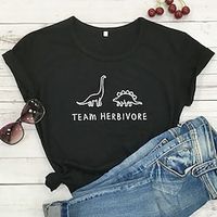 Women's T shirt Graphic Text Graphic Prints Print Round Neck Basic Tops 100% Cotton White Black Green miniinthebox - thumbnail
