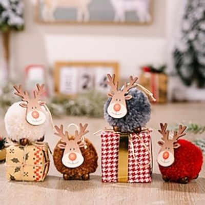 Large lamb pompoms elk pendants Christmas decorations Large lamb pompoms elk pendants Festive Christmas tree pendants miniinthebox