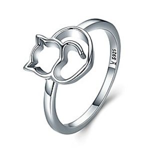authentic 100% 925 sterling silver naughty little cat  heart finger ring for women sterling silver jewelry gift (9) Lightinthebox