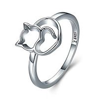 authentic 100% 925 sterling silver naughty little cat  heart finger ring for women sterling silver jewelry gift (9) Lightinthebox - thumbnail