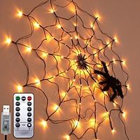 Halloween Lights 1M 70LED Halloween Spider Web Lamp 8 Modes Waterproof Spider Scary Lighting Battery Operated Home Outdoor Garden Decor Lamp miniinthebox - thumbnail