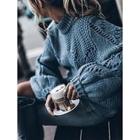 Women's Pullover Sweater Jumper Jumper Crochet Knit Regular Hole Solid Color Crew Neck Stylish Casual Outdoor Daily Fall Winter Black Blue S M L Lightinthebox