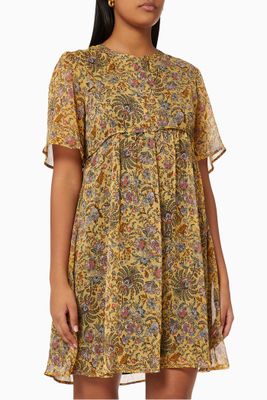 Metallic Floral-print Dress in Voile Metallic Floral-print Dress in Voile