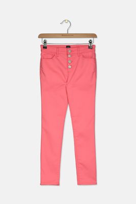 Girls High Rise Button Fly Jeggings Pink Girls High Rise Button Fly Jeggings Pink