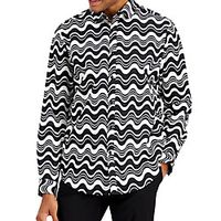Men's Shirt 3D Print Waves Turndown Daily Holiday 3D Print Button-Down Long Sleeve Tops Casual Fashion Breathable Black miniinthebox - thumbnail