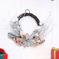 Christmas Decoration Wreath Simulation Christmas Flower Withered Branches Magnolia Leaf Wreath Christmas Party Home Restaurant Commercial Center Wall Hanging Door Hanging Decoration miniinthebox - thumbnail