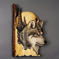 1pc Animal Carving Handcraft Wall Hanging Sculpture, Wood Raccoon Bear Deer Hand Painted Decoration, For Home Living Room Lightinthebox - thumbnail