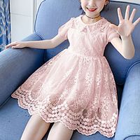 Kids Little Girls' Dress Solid Colored Blushing Pink Dresses miniinthebox - thumbnail