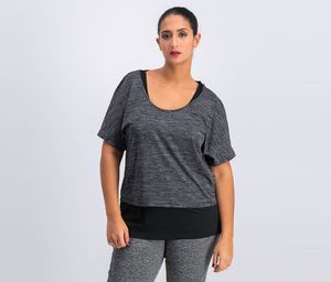 Womens Short Sleeve Space Dye Running Shirt  Black/Silver