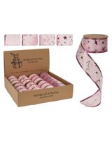 Homesmiths Ribbon 38mm Christmas Print Assorted 1 Piece Pink