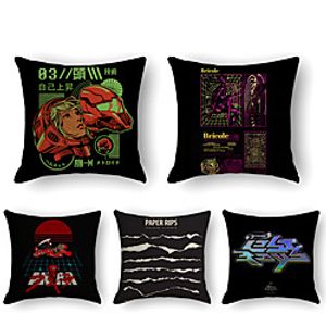Cushion Cover 5PCS Linen Soft Print Square Throw Pillow Cover Cushion Case Pillowcase for Sofa Bedroom 45 x 45 cm (18 x 18 Inch) Superior Quality Mashine Washable Lightinthebox