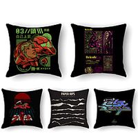 Cushion Cover 5PCS Linen Soft Print Square Throw Pillow Cover Cushion Case Pillowcase for Sofa Bedroom 45 x 45 cm (18 x 18 Inch) Superior Quality Mashine Washable Lightinthebox - thumbnail