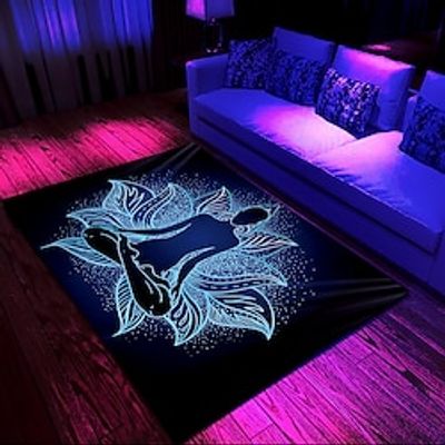 Blacklight Rug UV Reactive Glow in the Dark Area Rug Kitchen Mat Non-Slip Oil Proof Mandala Boho Floor Mat Livingroom Rug Indoor Outdoor Mat Bedroom Decor Bathroom Mat Entrance Rug Door Mat Lightinthebox
