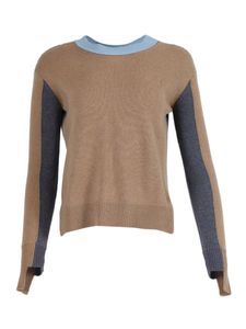 Camel And Blue Knit Cashmere Sweater