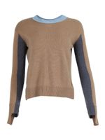 Camel And Blue Knit Cashmere Sweater - thumbnail