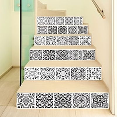 6pcs Removable Self-Adhesive Vinyl Stair Stickers Stair Stickers Peel And Stick Renovation Stair Decals 7x39.4inches miniinthebox