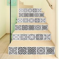6pcs Removable Self-Adhesive Vinyl Stair Stickers Stair Stickers Peel And Stick Renovation Stair Decals 7x39.4inches miniinthebox - thumbnail