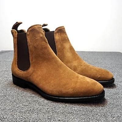 Men's Boots Chelsea Boots Walking Casual Daily Party  Evening Suede Cowhide Warm Loafer Black Yellow Grey Fall Winter miniinthebox