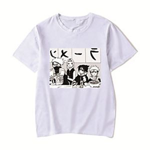 Men's Unisex Tee T shirt Hot Stamping Anime Graphic Prints Plus Size Naruto Print Short Sleeve Casual Tops Cotton Basic Designer Big and Tall White Black Red miniinthebox