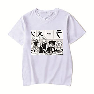 Men's Unisex Tee T shirt Hot Stamping Anime Graphic Prints Plus Size Naruto Print Short Sleeve Casual Tops Cotton Basic Designer Big and Tall White Black Red miniinthebox
