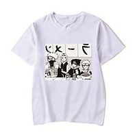Men's Unisex Tee T shirt Hot Stamping Anime Graphic Prints Plus Size Naruto Print Short Sleeve Casual Tops Cotton Basic Designer Big and Tall White Black Red miniinthebox - thumbnail