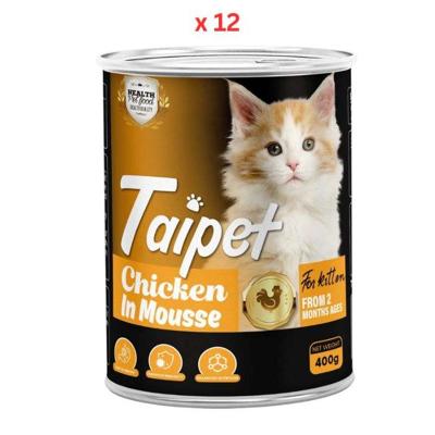 Taipet Canned Wet Food Chicken in Mousse Kitten - 400g Pack Of 12