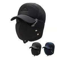 Men's Trapper Hat Black Dark Navy Polyester Travel Outdoor Vacation Plain Adjustable Warm Fashion Lightinthebox - thumbnail