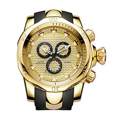 fashion business sports watch gold large dial watch waterproof silicone band men's watch miniinthebox