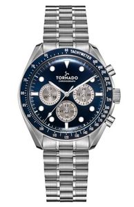 Tornado Cosmic Chrono Men's Chronograph Blue Sunray dial with white color Circular pattern chrono eyes Watch - T22103-SBSN