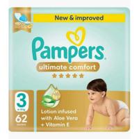 Pampers Ultimate Comfort Diapers, Size 3, 62's