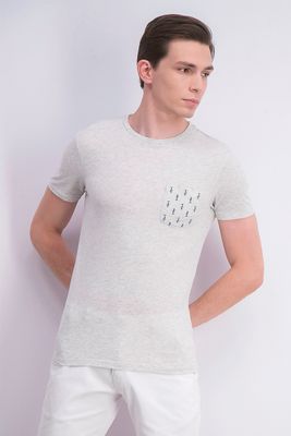 Mens Front Pocket Knit T-Shirt Heather Grey Mens Front Pocket Knit T-Shirt Heather Grey