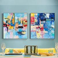 Large 2 Sets Wall Art Original Hand painted Contemporary Abstract Painting Horizontal Vertical Huge Size Art Bright Colorful Canvas Art For Home Room Decor Lightinthebox