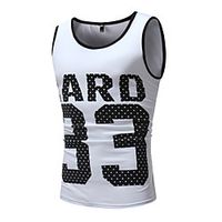 Men's Daily Basic Tank Top - Geometric Round Neck White / Sleeveless miniinthebox - thumbnail