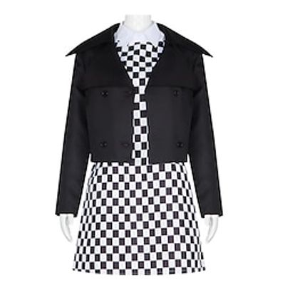 Wednesday Addams Addams family Wednesday Dress Coat Women's Movie Cosplay Punk  Gothic Black Coat Dress Halloween Carnival Children's Day Polyester miniinthebox