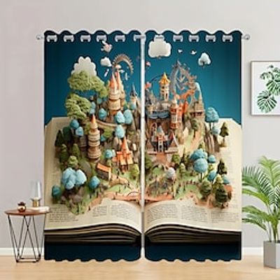 2 Panels Magic Book Curtain Drapes Blackout Curtain For Living Room Bedroom Kitchen Window Treatments Thermal Insulated Room Darkening Lightinthebox