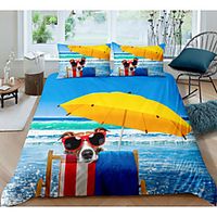 Beach Dog 3-Piece Duvet Cover Set Hotel Bedding Sets Comforter Cover with Soft Lightweight Microfiber For Holiday Decoration(Include 1 Duvet Cover and 1or 2 Pillowcases) miniinthebox - thumbnail