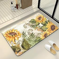 Bathroom Bath Mats Floral Print Absorbent Bathroom Rug Polyester Non Slip Lightinthebox