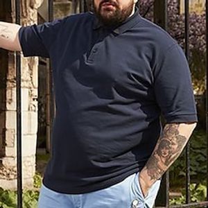 Men's Polo Shirt Plain Polo Collar Black White Blue Gray Plus Size Outdoor Casual Short Sleeve Clothing Apparel Modern Style Solid Retro Vintage Lightinthebox