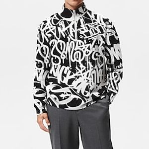 Men's Unisex Zip Up Sweatshirt Pullover Letter Graphic Prints Zipper Print Daily Sports 3D Print Casual Big and Tall Hoodies Sweatshirts  Long Sleeve Black And White Lightinthebox