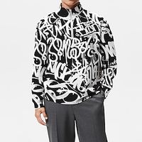 Men's Unisex Zip Up Sweatshirt Pullover Letter Graphic Prints Zipper Print Daily Sports 3D Print Casual Big and Tall Hoodies Sweatshirts  Long Sleeve Black And White Lightinthebox - thumbnail