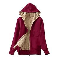 Women's Hoodie Zip Hoodie Sweatshirt Pullover Active Streetwear Sherpa Fleece Zipper Front Pocket Wine Gray Black Plain Casual Hooded Long Sleeve Fleece S M L XL  Fleece lined Lightinthebox - thumbnail