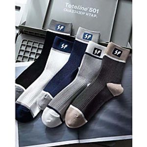 Comfort Men's Socks Plaid Checkered Multi Color Socks Casual Socks Warm Casual Multi color 5 Pairs  Geometric Lightinthebox