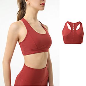 Women's Sports Bra Medium Support Cut Out Removable Pad Solid Color Black Yellow Red Dark Green Pink Spandex Yoga Fitness Gym Workout Bra Top Sport Activewear Breathable Quick Dry Comfortable Freedom Lightinthebox