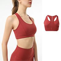 Women's Sports Bra Medium Support Cut Out Removable Pad Solid Color Black Yellow Red Dark Green Pink Spandex Yoga Fitness Gym Workout Bra Top Sport Activewear Breathable Quick Dry Comfortable Freedom Lightinthebox - thumbnail