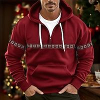 Men's Hoodie Quarter Zipp Hoodie Red Blue Green Gray Hooded Snowflake Pocket Sports  Outdoor Daily Holiday Cool Casual Christmas Spring   Fall Clothing Apparel Hoodies Sweatshirts  Lightinthebox - thumbnail